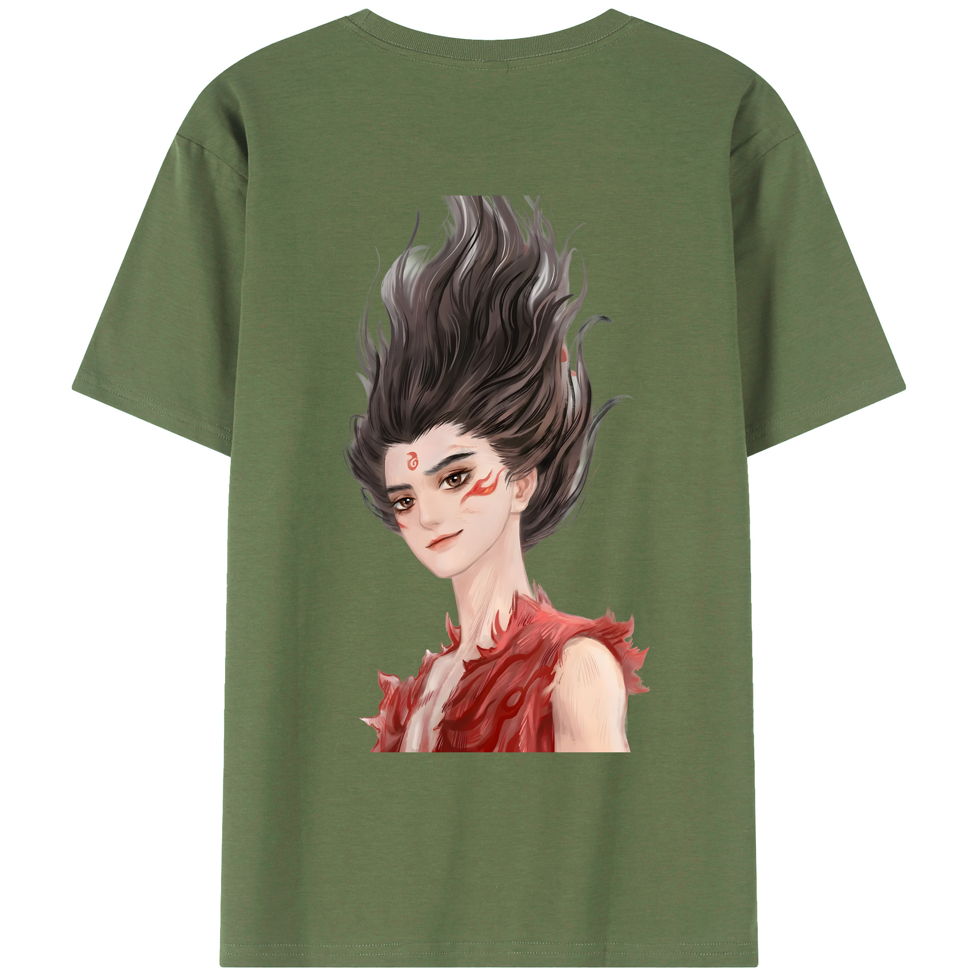 （画像用） Ne Zha 2 ナタ 魔童の大暴れ 綿100％ メンズ半袖Tシャツ（バックプリント） 通気性